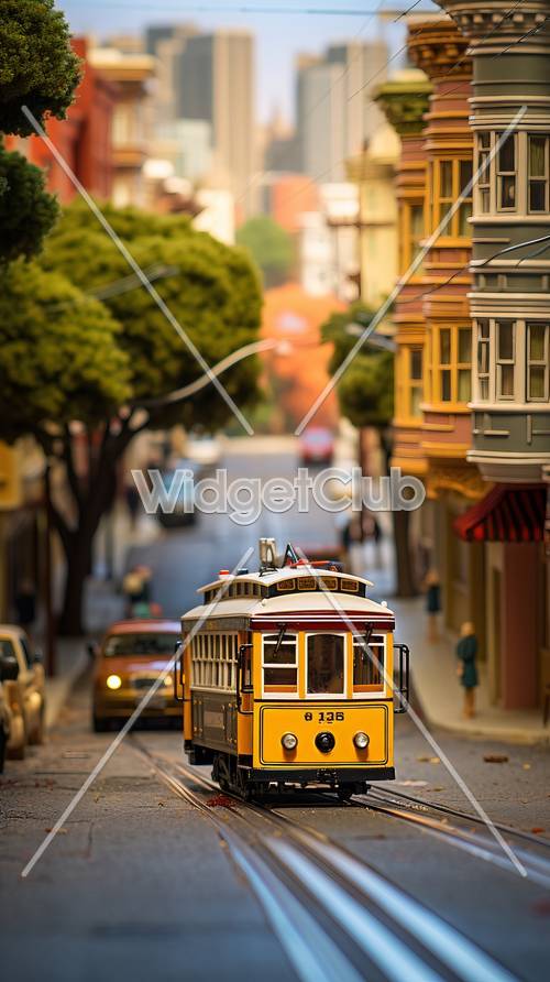 晴れた日のサンフランシスコのケーブルカー