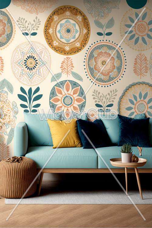 การออกแบบ Mandala สีสันสดใสสำหรับห้องนั่งเล่นของคุณ
