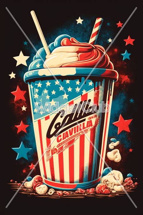 Colorful American Drink with Stars and Stripes