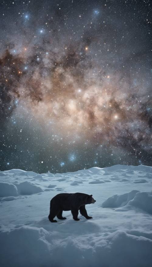 수정 같은 북극 하늘 아래 웅장한 큰곰자리 별자리.