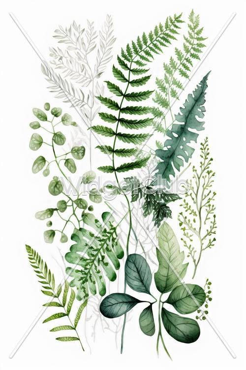 Ilustracja zielonych roślin liściastych