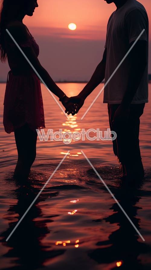 Sunset Love Silhouette Wallpaper[5ff908f4c20548869624]