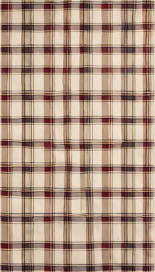 A bold and vibrant oversized cream plaid pattern