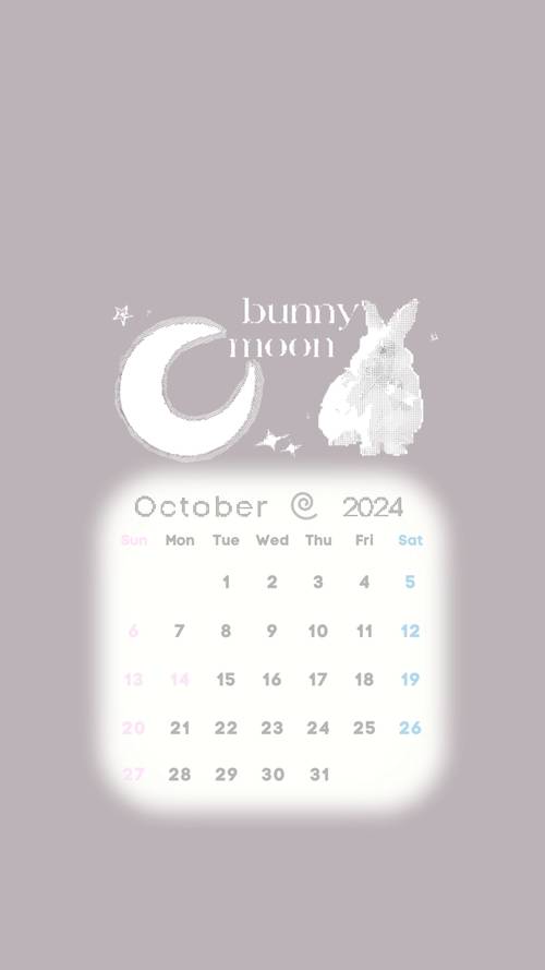 Kalender Kelinci dan Bulan untuk Oktober 2024