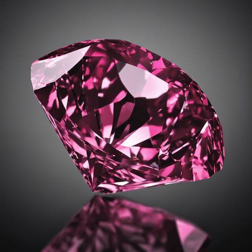 Un diamante rosa scuro isolato su uno sfondo nero.