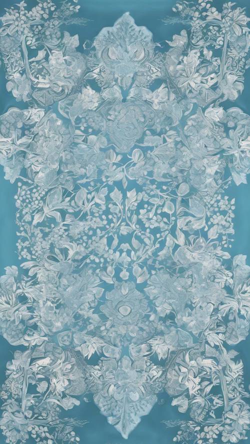 An intricately designed light blue floral bandana.