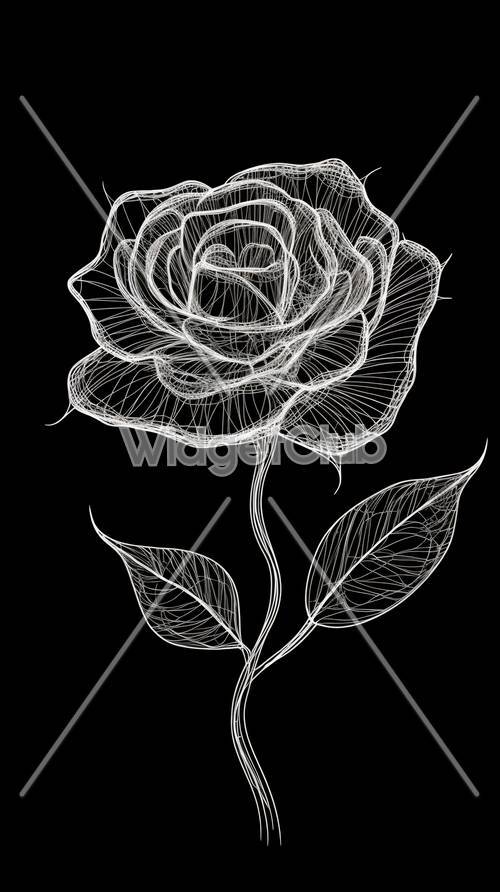 Elegant Rose Line Art Drawing