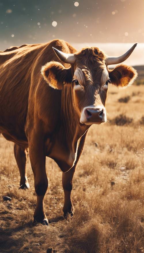 Futuristic digital graphic design inspired by a brown cow's unique print