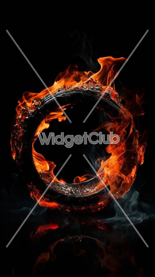 Fiery Circle in the Dark Background