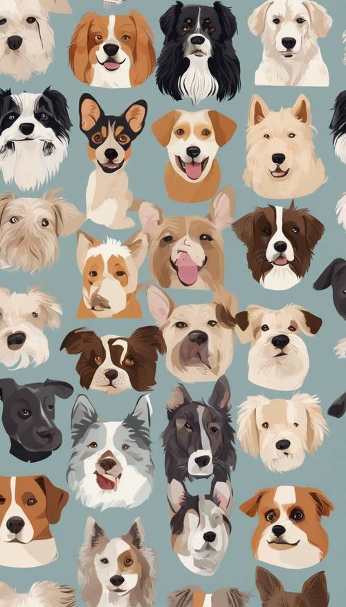 A stylish seamless pattern of different breeds of dogs Тапет [93b727b7cd2e4e389f55]