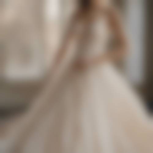 A chiffon wedding dress gracefully fading from ivory to beige, depicting a subtle ombre effect. Tapetai [d282c59f69ca49a0af9b]