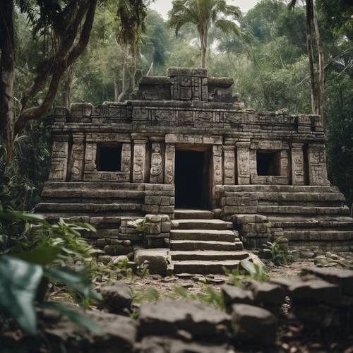 The beautiful ruins of a Mayan temple hidden deep within the Mexican jungle.