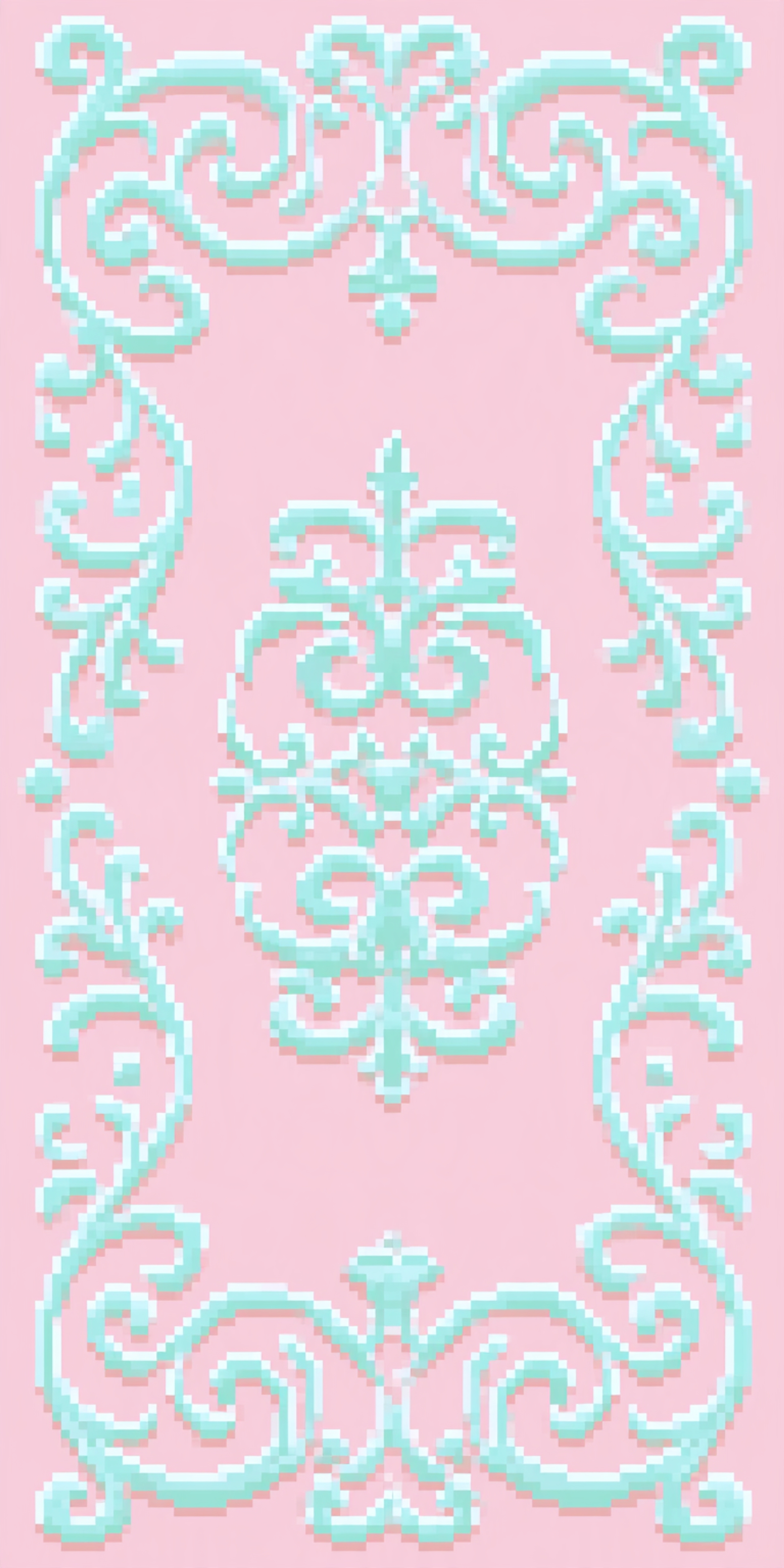 Pixel Art Light Blue Ornamental Pattern on Pink Wallpaper ...