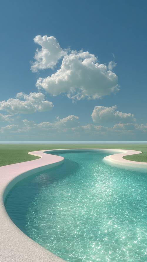 Piscina infinita de ensueño bajo un cielo azul despejado