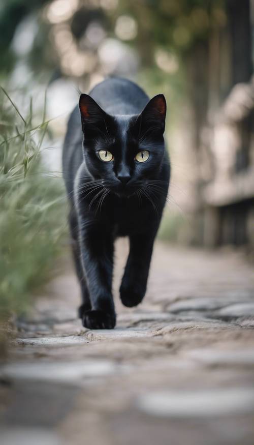 Изображение черной кошки, медленно трансформирующейся в белую по мере движения от ее головы к хвосту, воплощая эффект омбре.