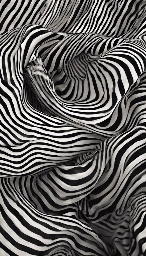 Continuous textile design of wavy dark stripes swirling rhythmically. Tapetai [f0c559c7aba94624a255]