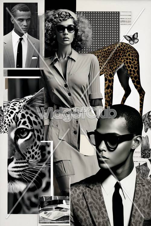 Elegante collage di moda e animali