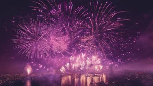 A stunning fireworks display in various shades of purple.