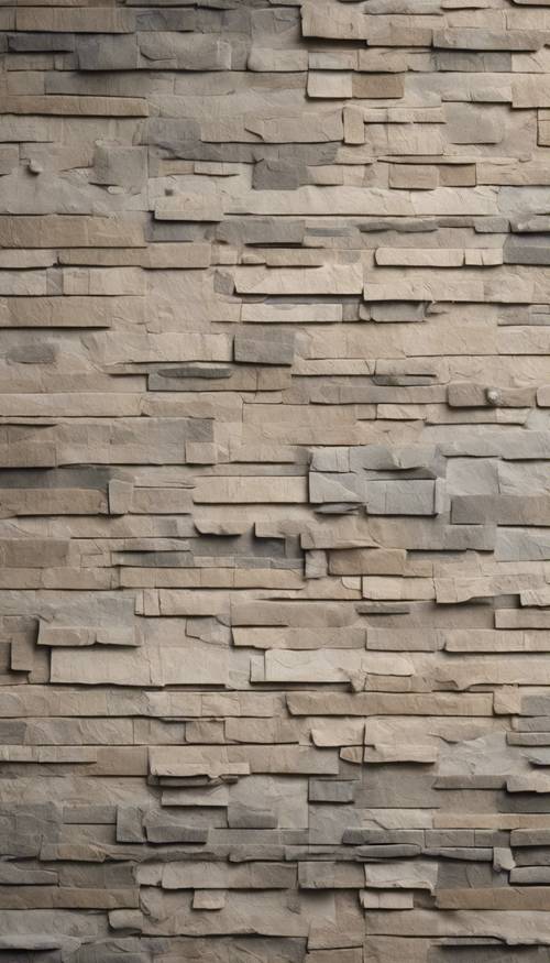 Uma imagem em close da parede texturizada com tons e padrões de bege e cinza.