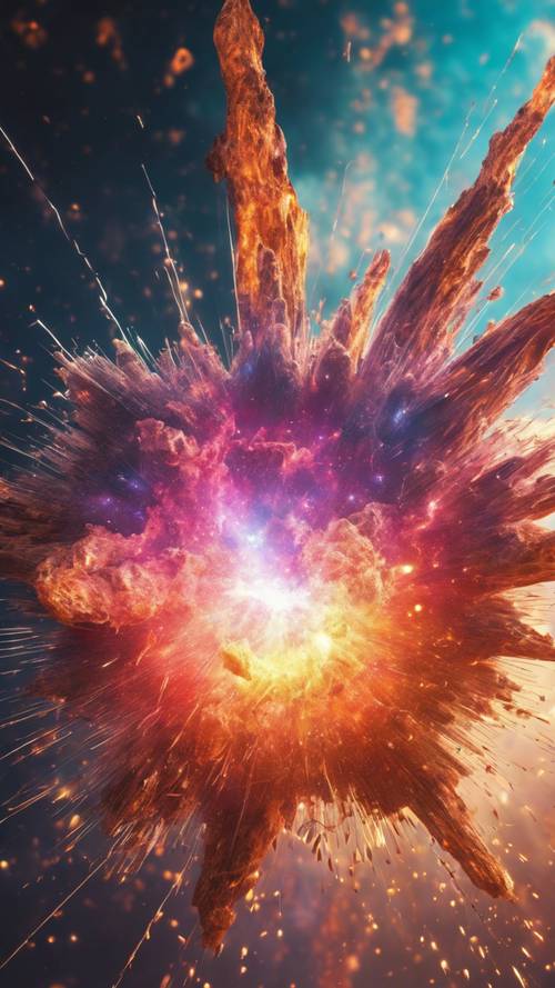 Uma estrela supernova Y2K explodindo em uma explosão de cores.