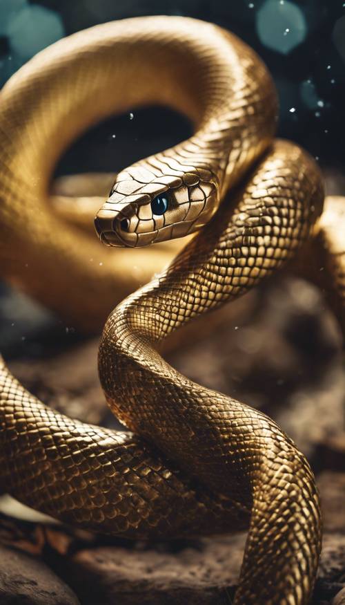 Close up shot of a golden snake's rattle Wallpaper [db035e22b12d44bcb50e]