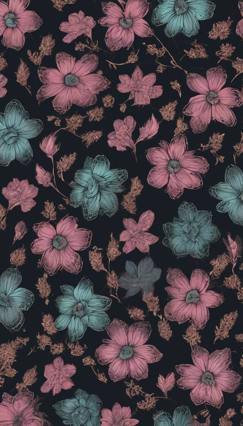 Beautiful dark gradient background with floral seamless patterns. Wallpaper [f17eccdd063d46bbb5c6]