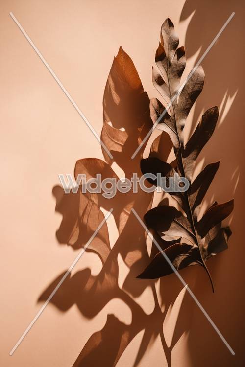 Sombras da natureza em uma tela macia de pêssego
