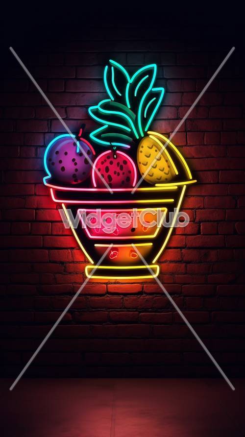 Illustration de bol de fruits au néon