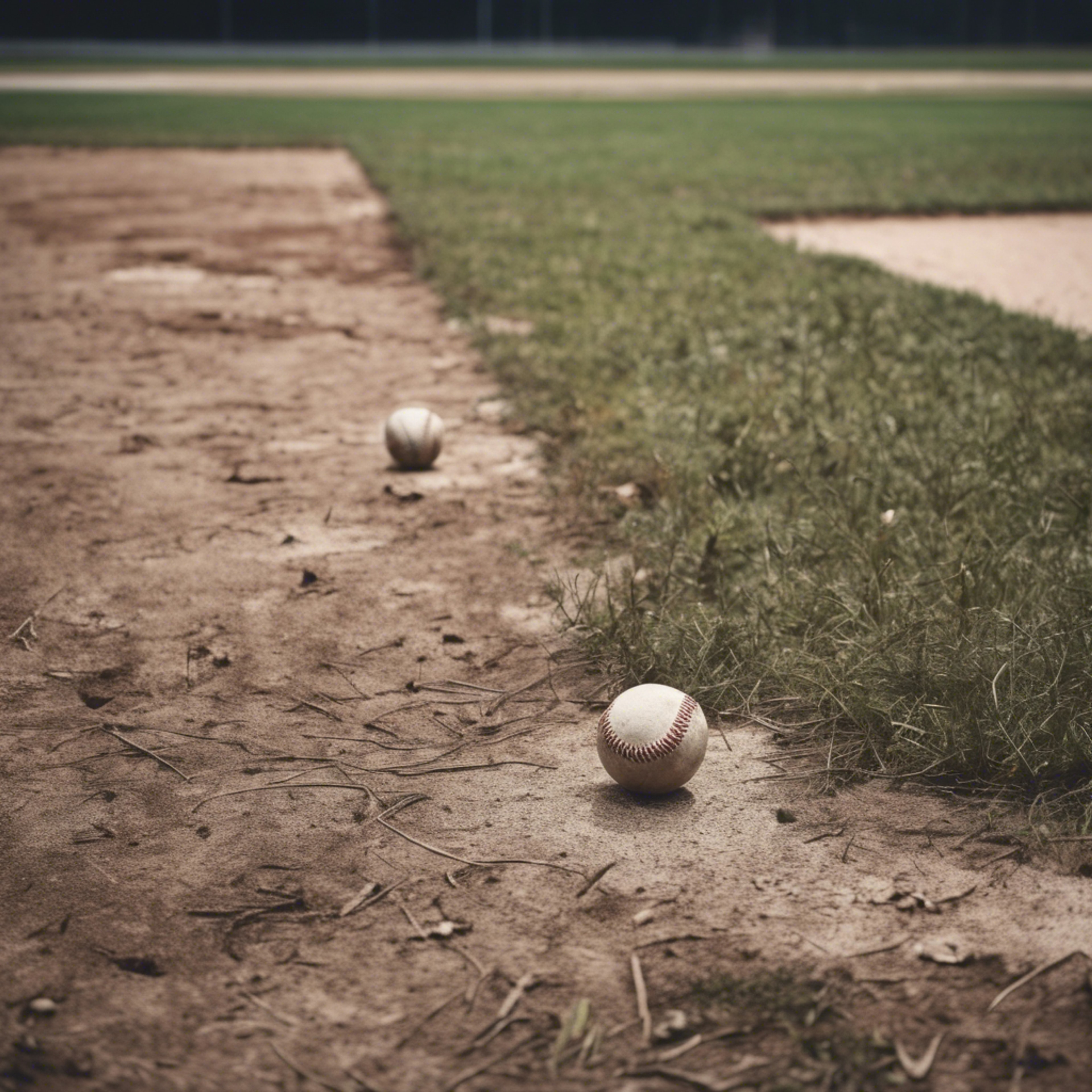 An old, neglected baseball field showing signs of wear and tear. کاغذ دیواری[b510b7d7d55c41029a07]