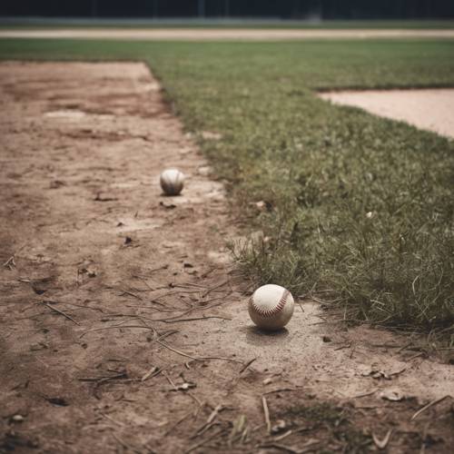 낡고 낡은 흔적이 보이는 낡고 방치된 야구장.
