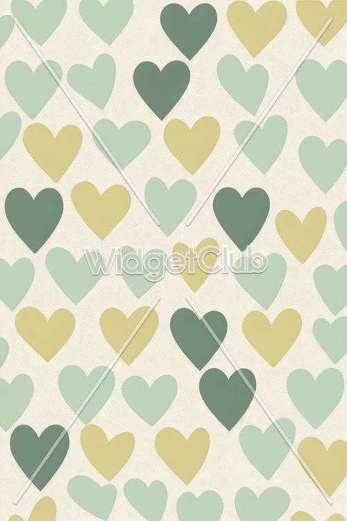 Yeşil ve Sarı Tonlarında Sevimli Kalpler