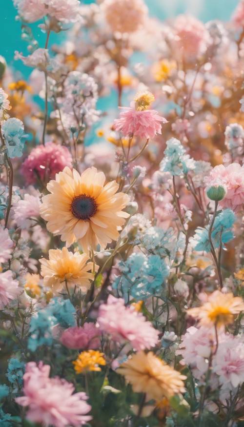 Uma colagem pastel vibrante infundida com imagens de primavera e flores.