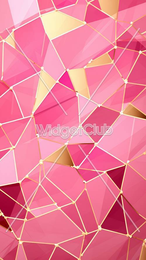 子供向けの明るいピンク色の幾何学模様の壁紙