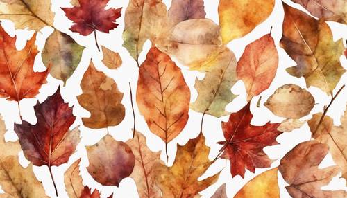 A seamless pattern blending autumn colors in a watercolor style.