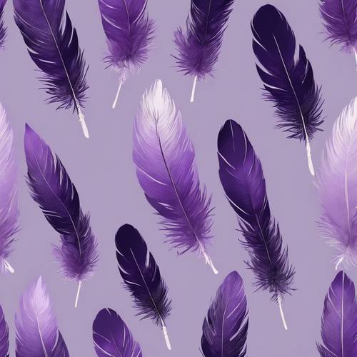 An intricate design of ombre feathers transitioning seamlessly from dark purple at the bottom to a light lavender hue at the top.