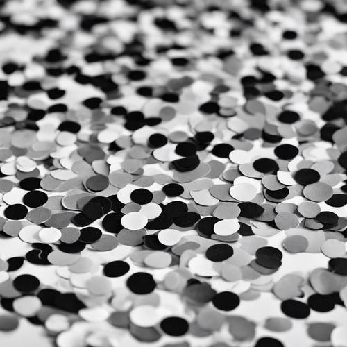Padrões de confetes preto e branco projetados graficamente cobrindo uma página. Papel de parede [6ee9d79837be4c77b63f]