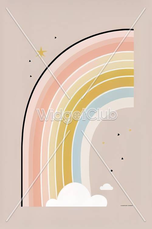 カラフルな虹と星のデザイン