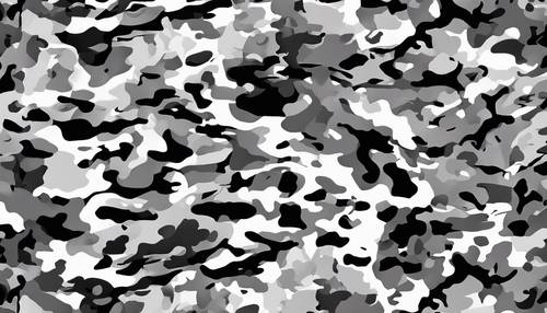 Abstrakte digitale Kunst mit einem schwarz-weißen Tarnmuster.