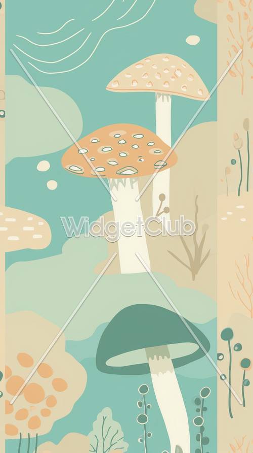 Зачарованный лес с волшебными грибами