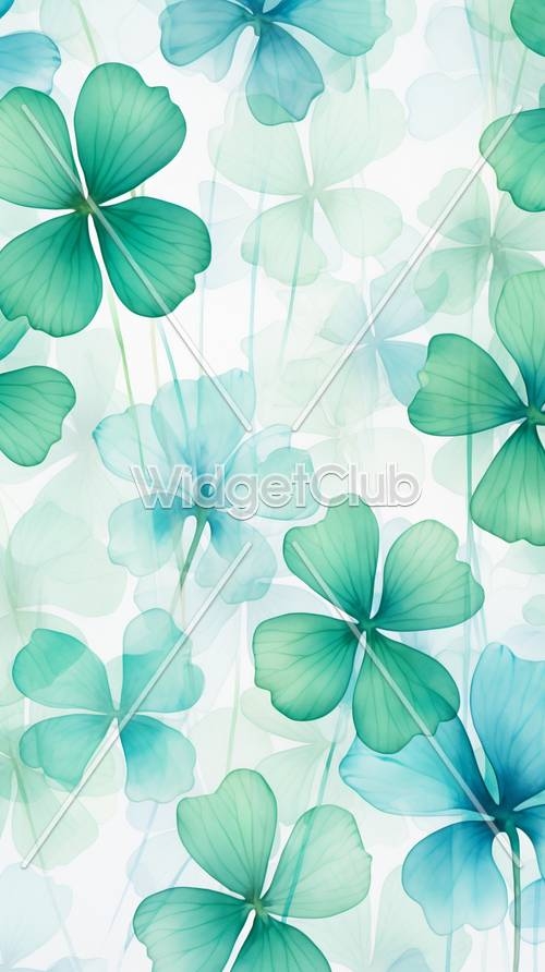 Beautiful Blue and Green Clover Design کاغذ دیواری[1f01e4526079409a9af8]