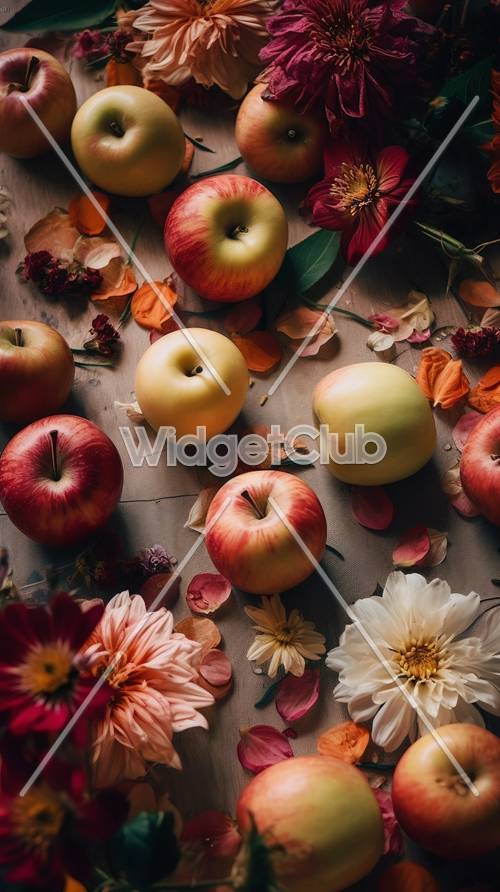 Trưng bày trái cây và hoa đầy màu sắc