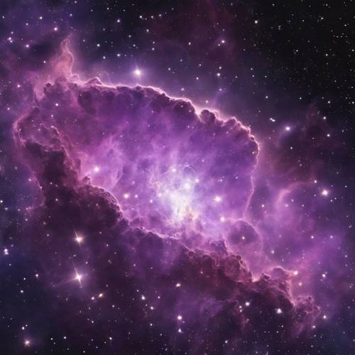Процесс звездообразования происходит в туманности различных оттенков фиолетового цвета.