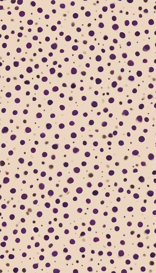 An artwork of small, plum-colored polka dots evenly scattered on a cream colored background. Tapet [f71ec433081846939371]