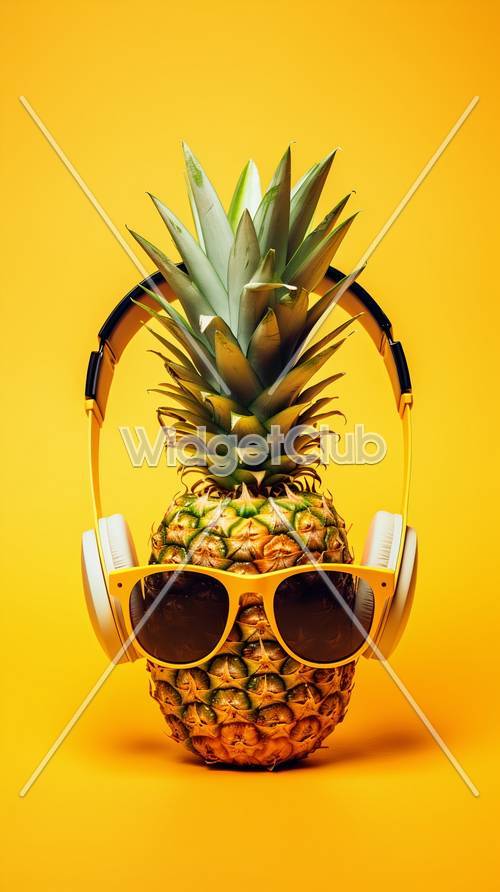 Coole Ananas mit Sonnenbrille und Kopfhörer