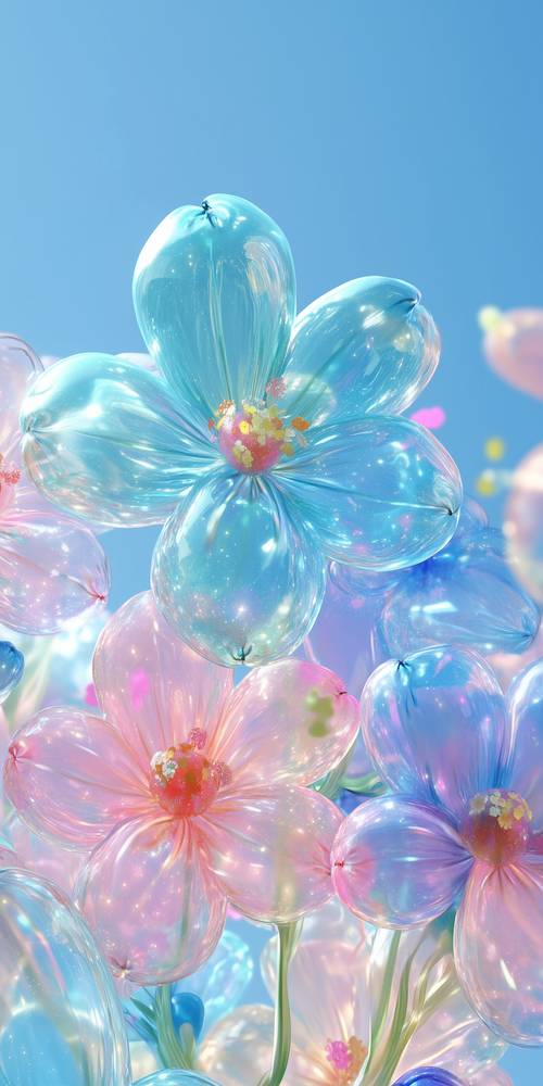 Bright and Colorful Balloon Flowers in the Sky