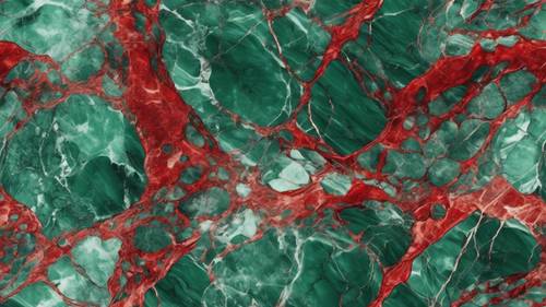 Seamless and abstract pattern of green marble with red streaks.