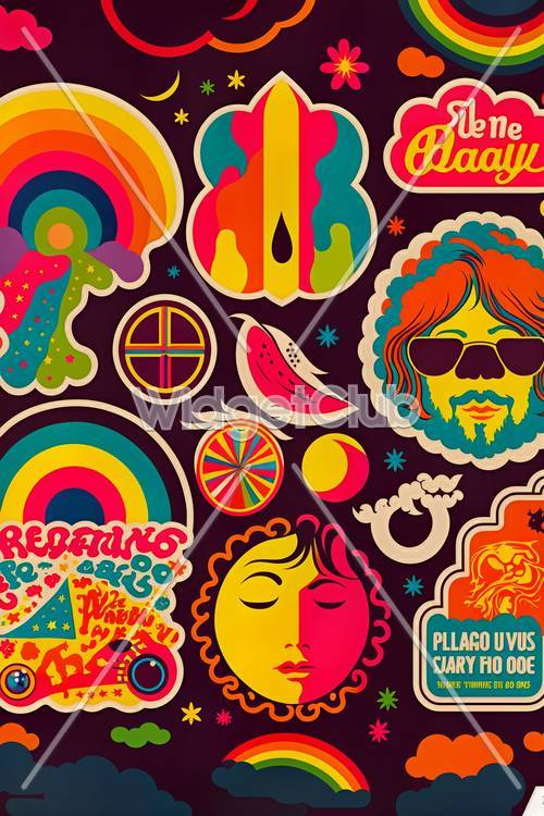 Colorful Retro Patterns and Icons