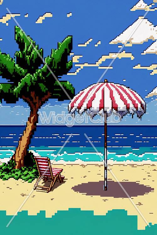 Beach Escape with Umbrella and Chair