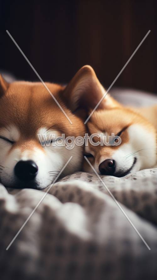 Спящие щенки сиба-ину