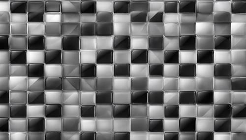 Generate a black and gray checkered pattern with a glossy, glass-like finish.